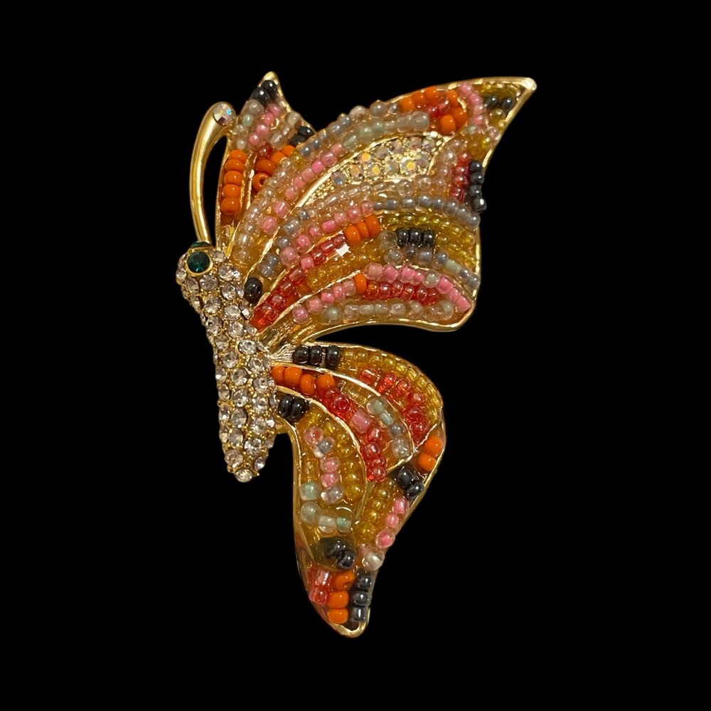 Elegant Butterfly Beaded Brooch